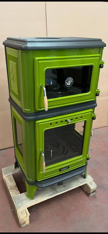 Vedkomfyr Modell 8010CK koketopp bakerovn 7kW lime green